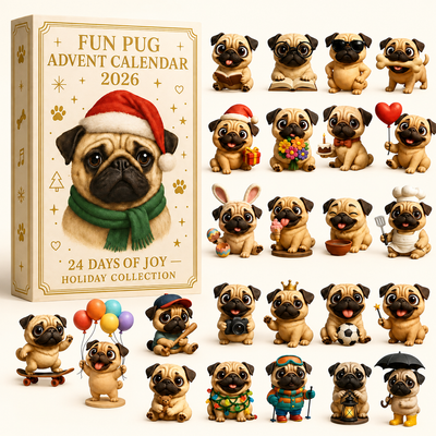 Mops Adventskalender als Geschenk unter dem Weihnachtsbaum