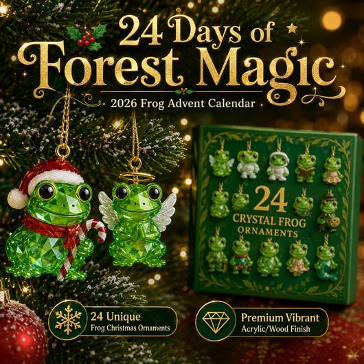 Kristallfrosch Adventskalender mit 24 Frosch-Ornamenten
