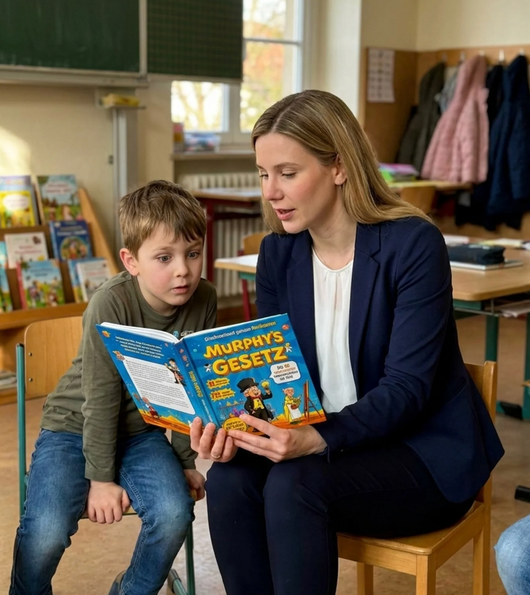 Murphy's Law book - parent and child reading together