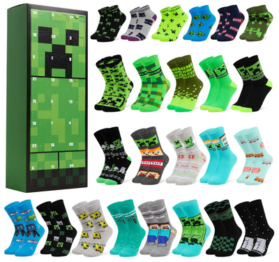 Alle Socken aus dem Minecraft Socken-Kalender