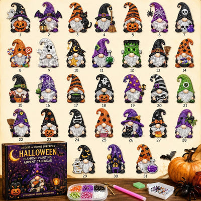 Diamond Painting Adventskalender 2026 | 31 Halloween-Wichtel zum Selbermachen