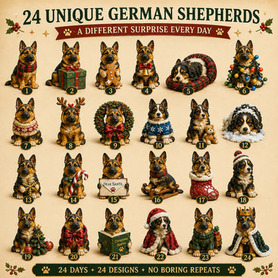 Schäferhund Adventskalender 2026 | 24 verschiedene Schäferhund-Figuren