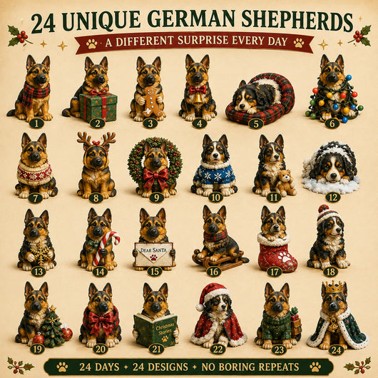 Schäferhund Adventskalender 2026 | 24 verschiedene Schäferhund-Figuren