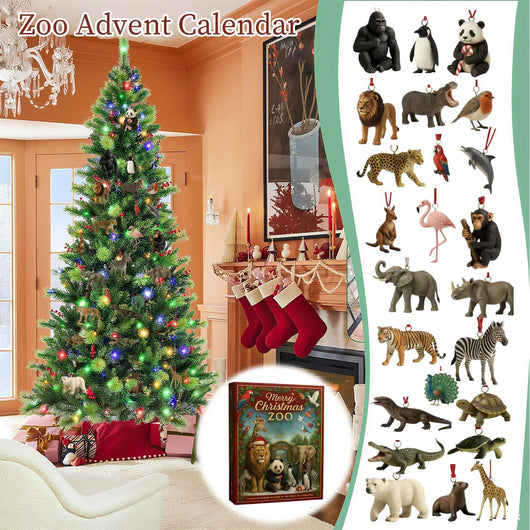 Zootiere Adventskalender 2026 | 24 Tier-Anhänger für den Baum