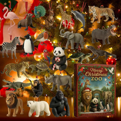 Zootiere Adventskalender 2026 | 24 Tier-Anhänger für den Baum