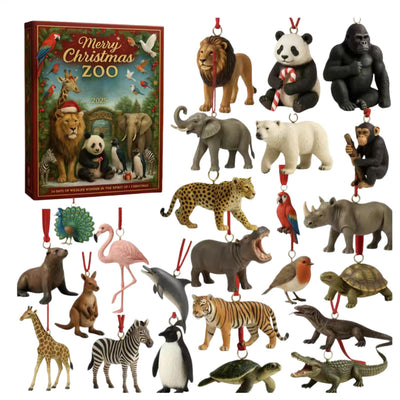 Zootiere Adventskalender 2026 | 24 Tier-Anhänger für den Baum